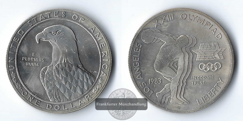  USA,  1 Dollar  1983 P   Los Angeles XXIII Olympia    FM-Frankfurt  Feinsilber: 24,06g   