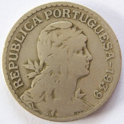  Portugal 1 Escudo 1939 K-N s-ss !! SEHR SELTENES JAHR !!   