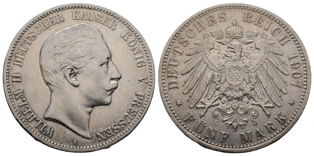 PEUS 4206 Kaiserreich - Preußen Wilhelm II. (1888 - 1918) 5 Mark 1907 A Sehr schön +