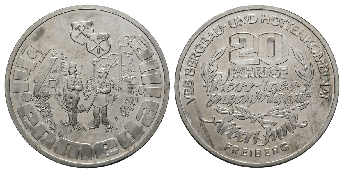  Freiberg; Bergbau-Medaille o.J.; Zinn, 27,29 g, Ø 40 mm   
