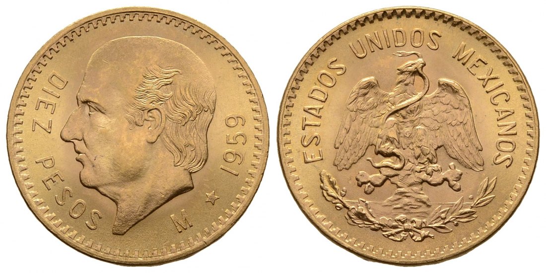 PEUS 4210 Mexiko 7,5 g Feingold. Miguel Hidalgo y Costilla 10 Pesos GOLD 1959 M Stempelglanz