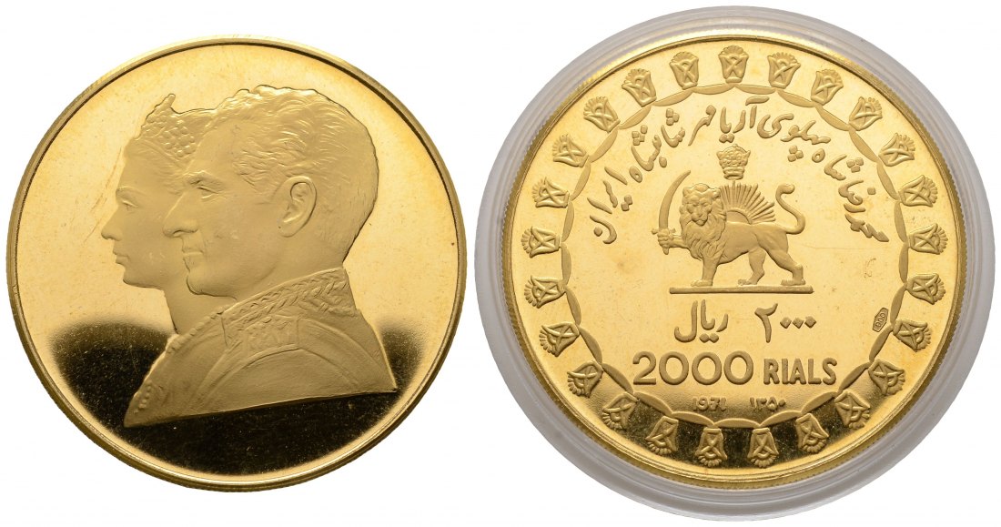 PEUS 4225 Iran 23,45 g Feingold. 2.500 Jahre Persisches Reich 2000 Rials GOLD 1350 = 1971 Impaired Proof