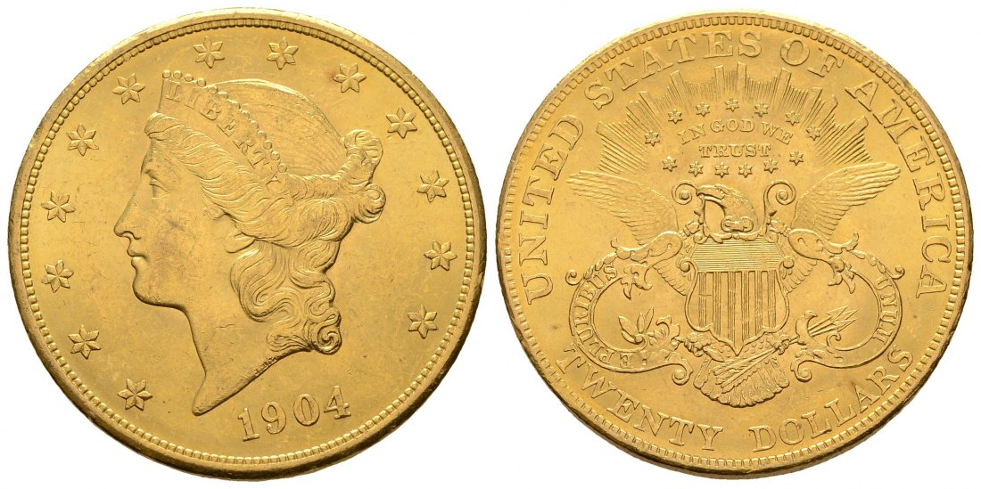 PEUS 4287 USA 30,1 g Feingold. Coronet Head 20 Dollars GOLD 1904 Vorzüglich