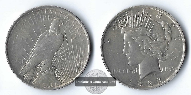  USA,  1 Dollar  1923  Peace Dollar    FM-Frankfurt    Feinsilber: 24,06g   