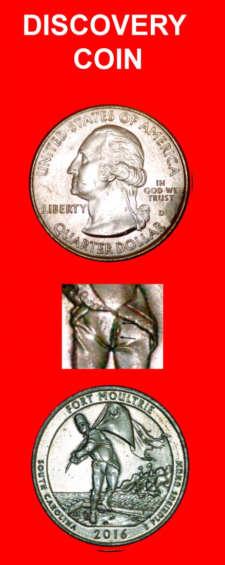 Ⰶ DISCOVERY COIN FLY ON PANTS: USA ★ 1/4 DOLLAR 2016D SHIPS UNC MINT LUSTER! LOW START ★ NO RESERVE!