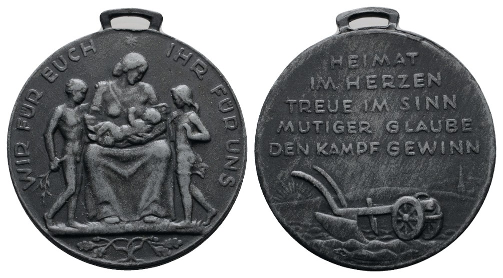  Linnartz 1. Weltkrieg, Tragbare Eisen/Zinkmedaille 1918?, Propaganda, 40 mm, vz   