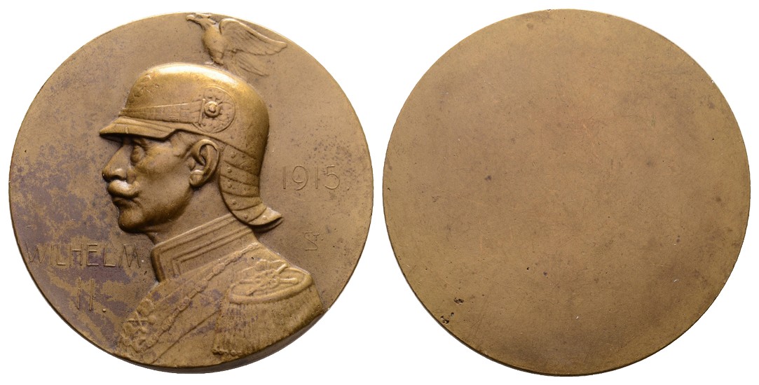  Linnartz 1. Weltkrieg Bronzemedaille 1915 (von St), auf Wilhelm II., 50 mm, vz+   