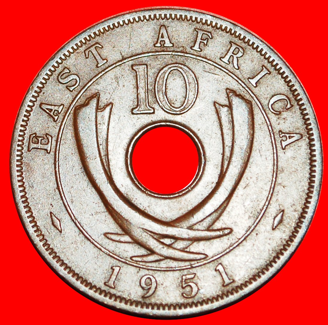  · GROSSBRITANNIEN (1949-1952): OSTAFRIKA ★ 10 CENTS 1951! Georg VI. (1937-1952) OHNE VORBEHALT!   