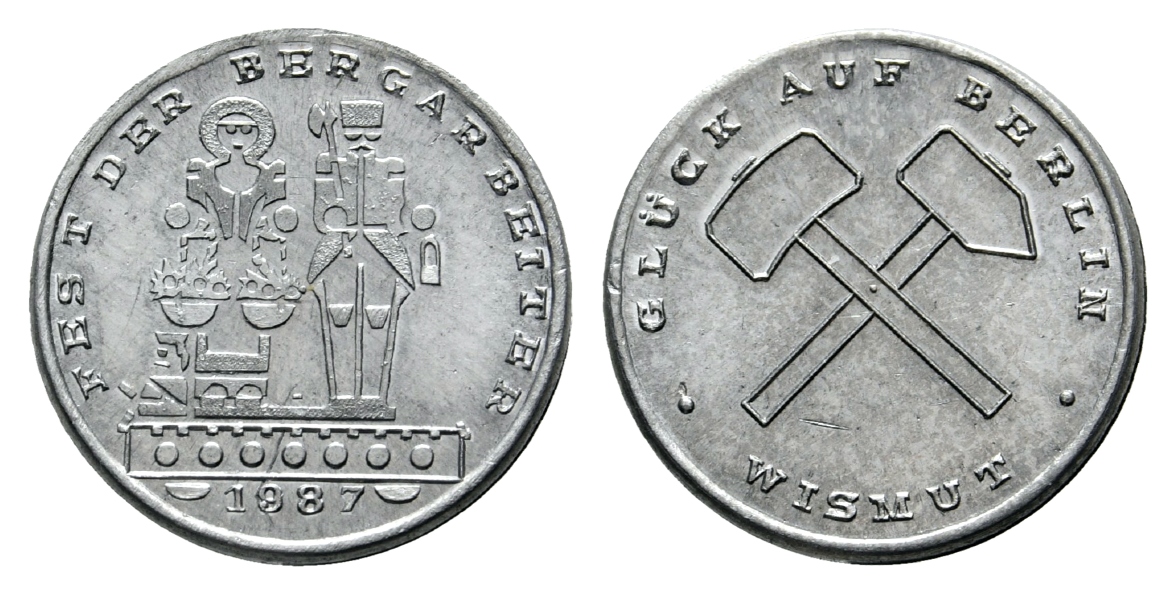  Berlin, Bergbau-Medaille 1987; Aluminium, 1,02 g, Ø 20,8 mm   