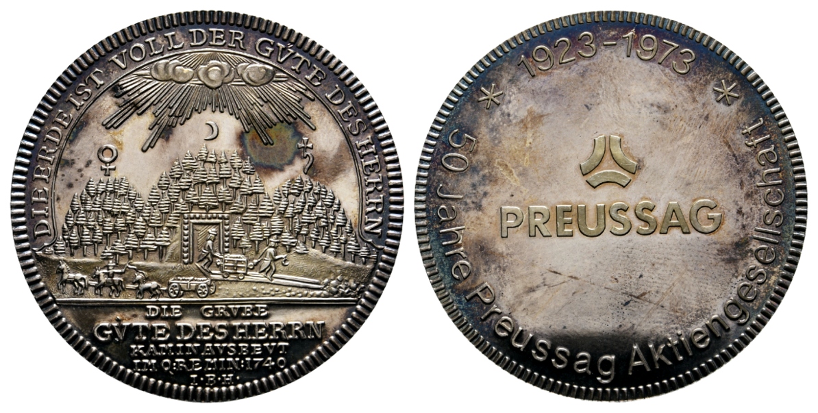  Preussag, Bergbau-Medaille 1973; 1000 AG, 25,01 g, Ø 43,0 mm   