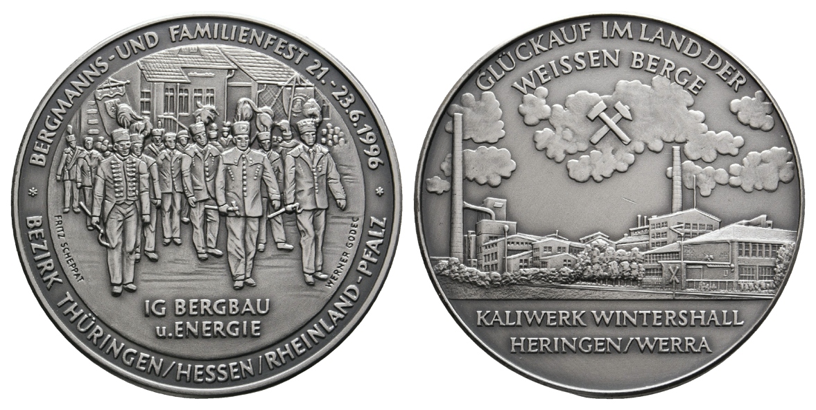 Wintershall, Bergbau-Medaille 1996; 999 AG, 24,76 g, Ø 40,0 mm   