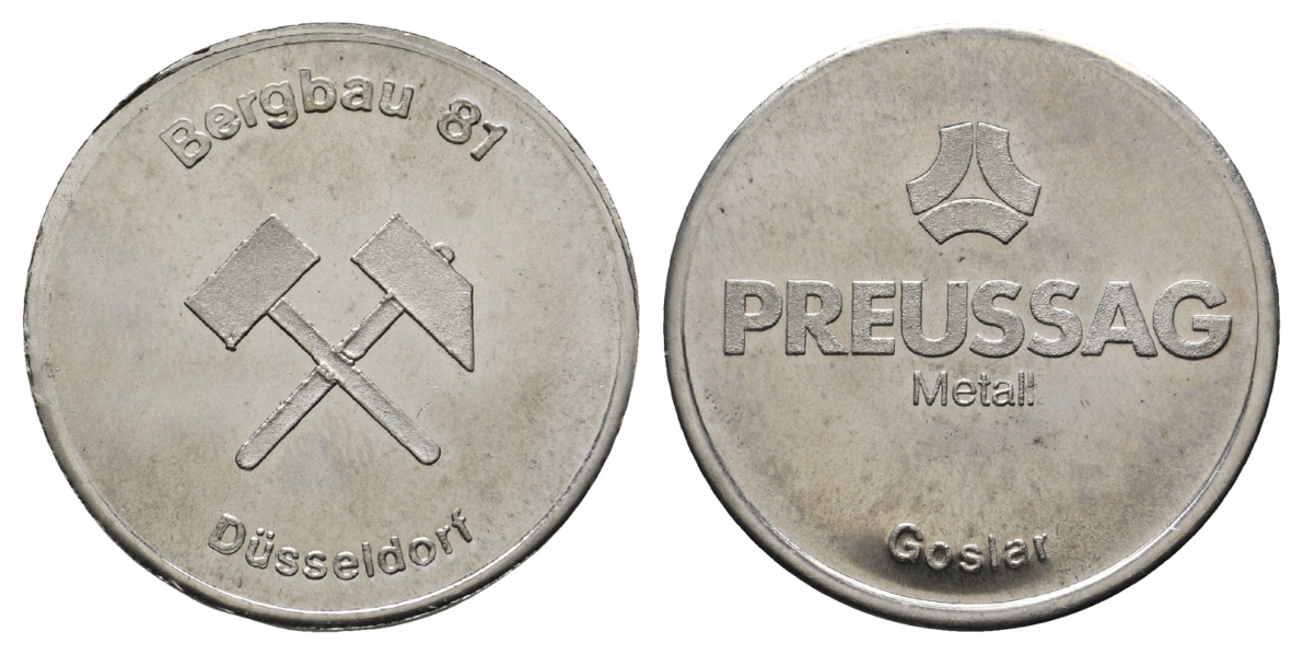  Goslar Preussag, Bergbau-Medaille o.J.; Nickel, 7,91 g, Ø 30,2 mm   