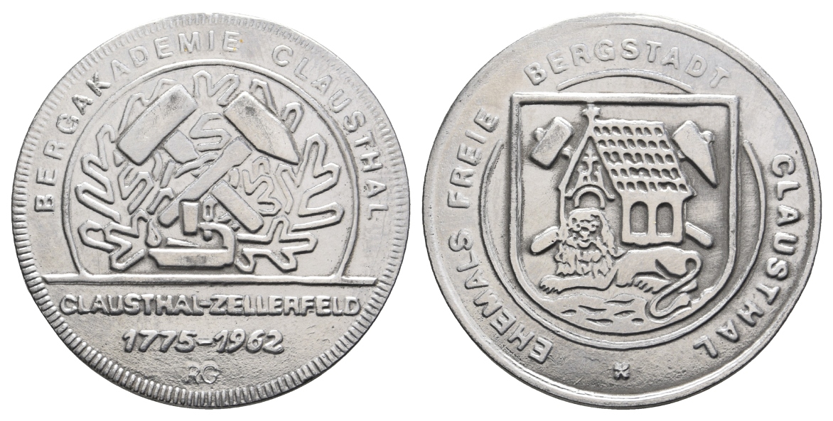  Clausthal-Zellerfeld, Bergbau-Medaille 1962; Zink, 19,56 g, Ø 40,0 mm   