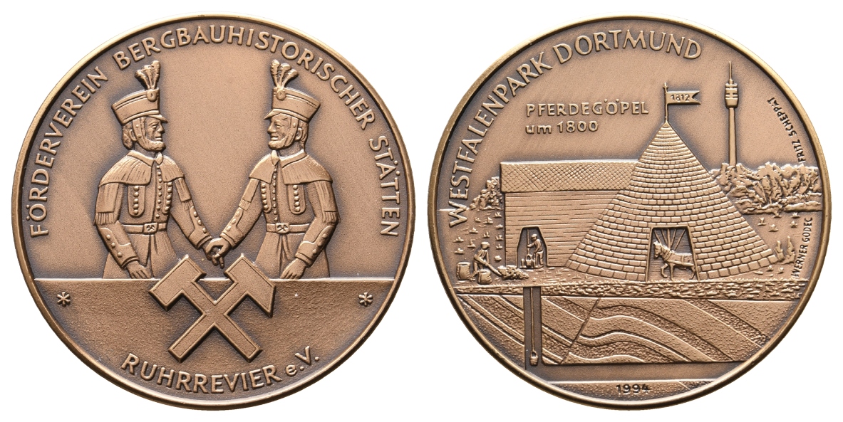  Dortmund, Bergbau-Medaille 1994; Tombak, 27,14 g, Ø 40,1 mm   