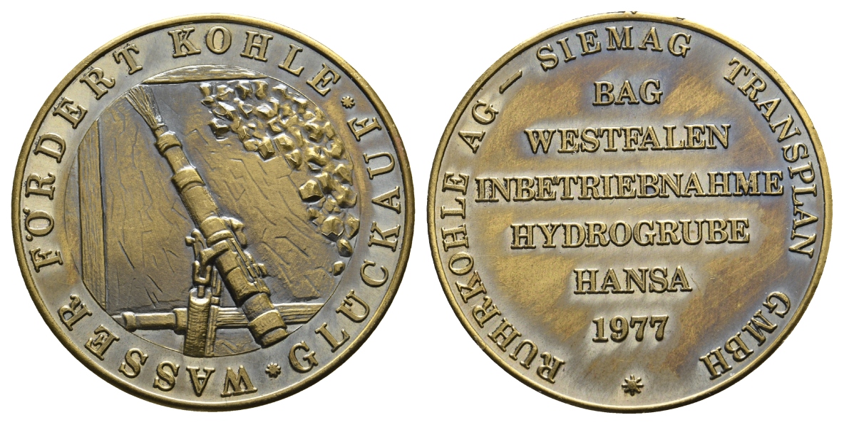  Westfalen, Bergbau-Medaille 1977; Bronze, patiniert, 20,68 g, Ø 40,3 mm   