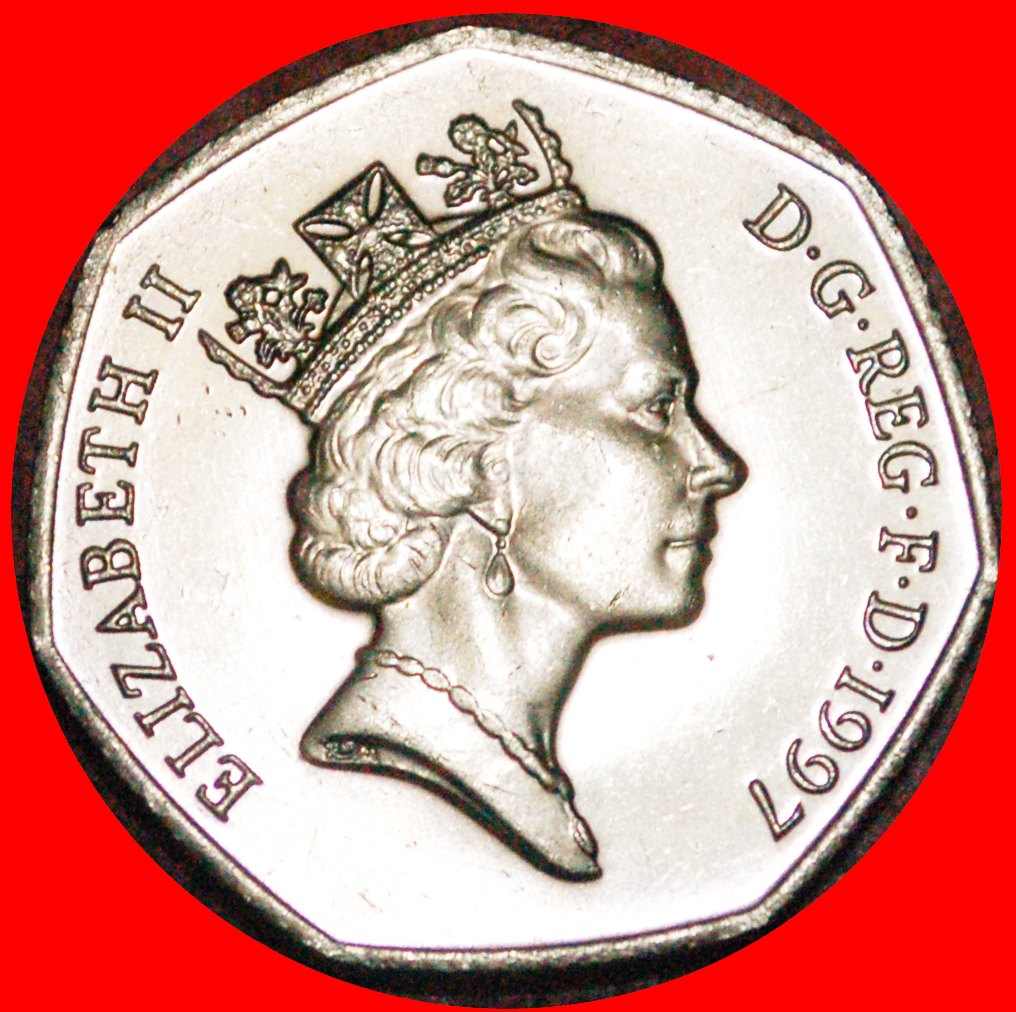  · HEPTAGON: GREAT BRITAIN ★ FIFTY 50 PENCE 1997 MINT LUSTER! LOW START! ★ NO RESERVE!   