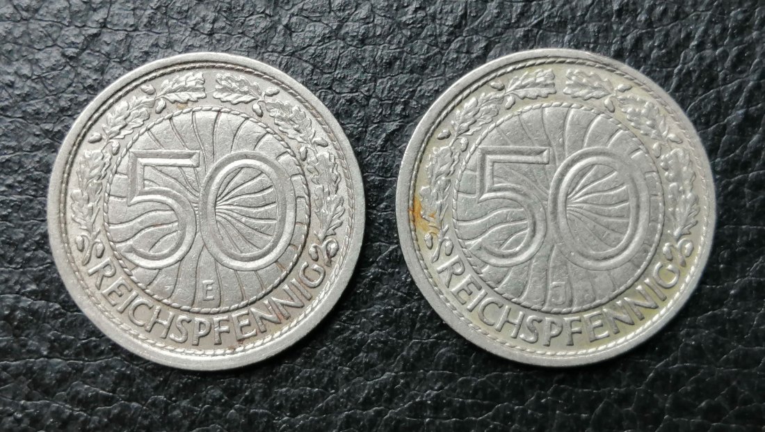  2x 50 Reichspfennig Nickel 1927 E und J Weimar Jaeger 324   