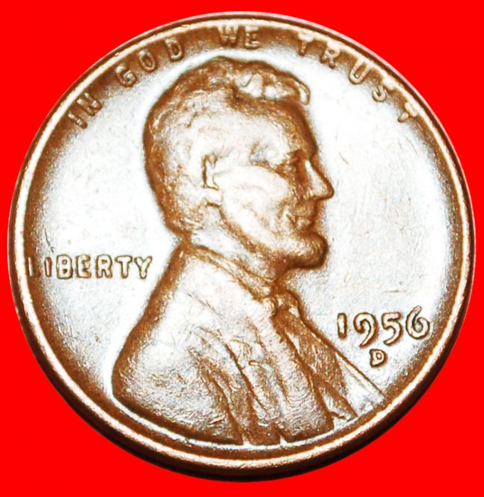  * WEIZEN PENNY (1909-1958): USA ★ 1 CENT 1956D! LINCOLN (1809-1865) OHNE VORBEHALT!   