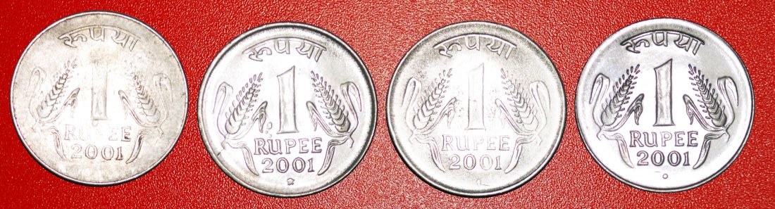 · YEAR SET OF 4 MINTS (1992-2004): INDIA ★ 1 RUPEE 2001! LOW START ★ NO RESERVE!