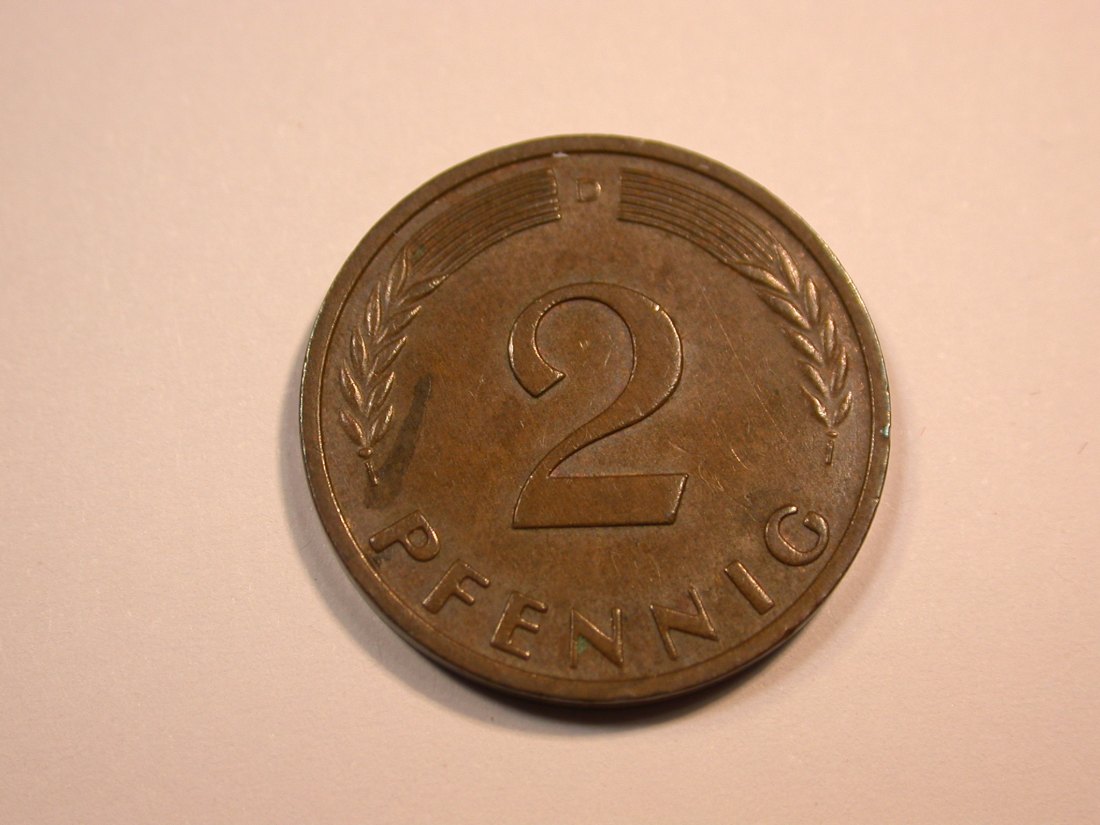  E23 BRD  2 Pfennig 1959 D in ss+  Originalbilder   