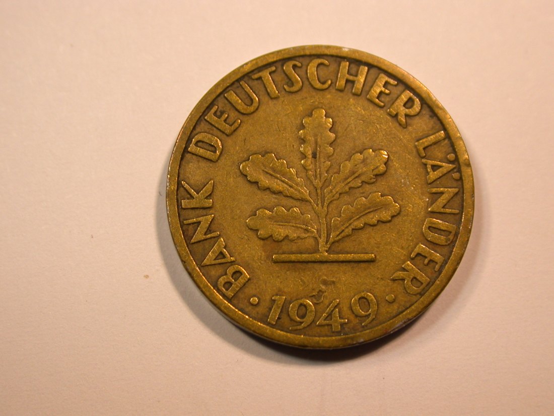  E23 BRD  5 Pfennig 1949 F Bank dt. Länder in ss  Originalbilder   