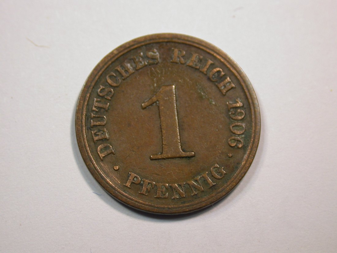  E23  KR  1 Pfennig 1906 J in f.ss   Originalbilder   