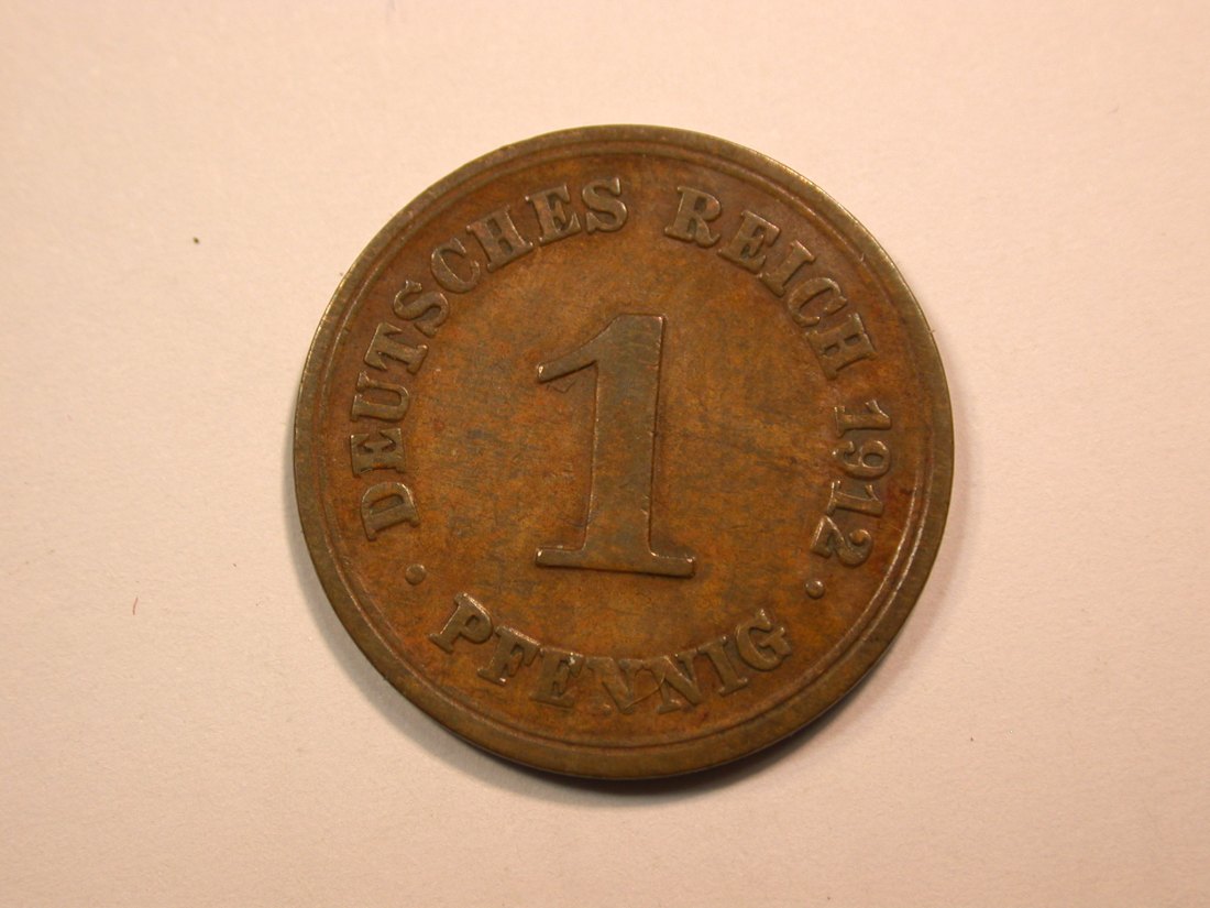 E23 KR 1 Pfennig 1912 E in ss Originalbilder
