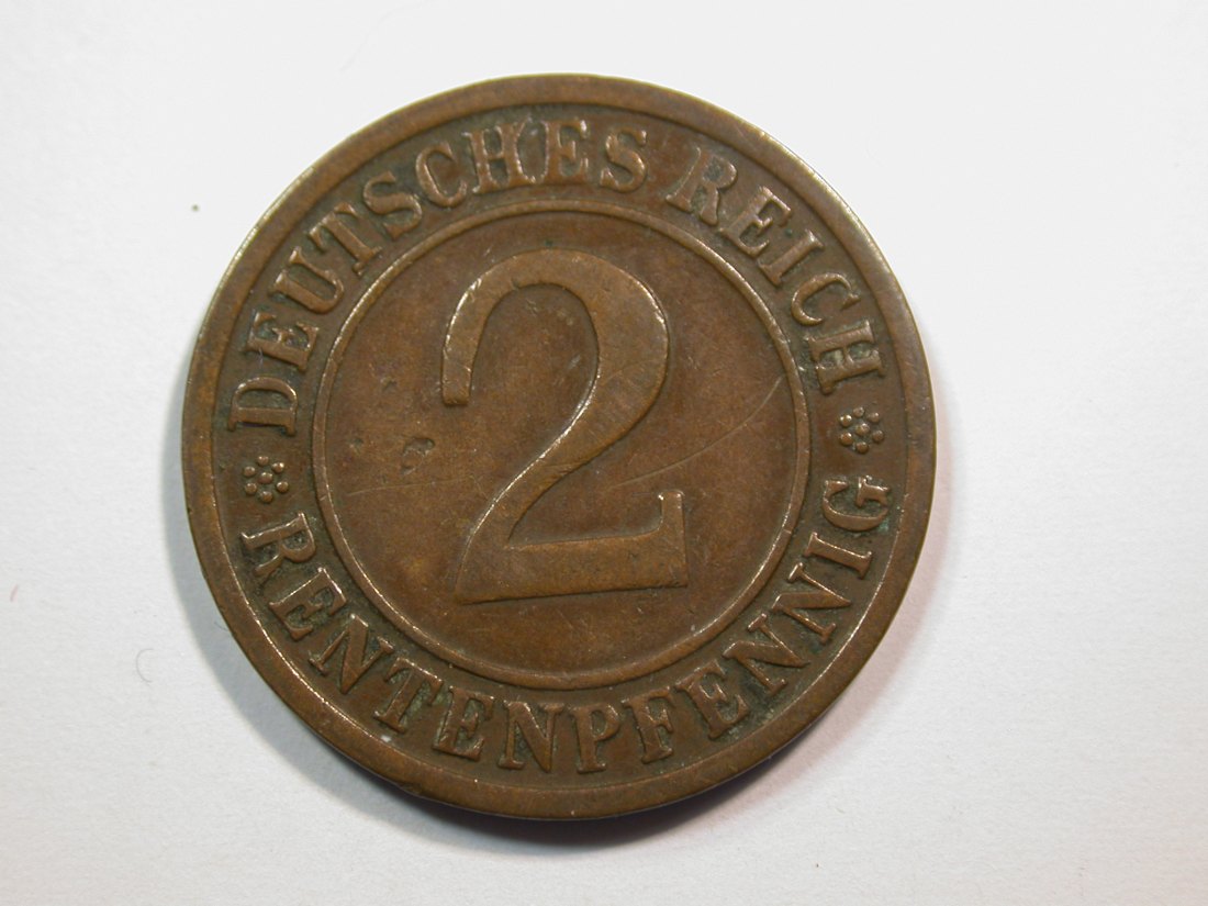  E23  Weimar  2 Rentenpfennig 1923 D in f.ss  Originalbilder   