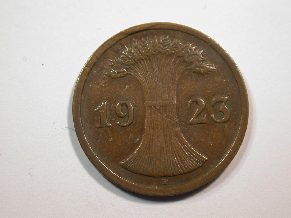  E23  Weimar  2 Rentenpfennig 1923 D in f.ss  Originalbilder   