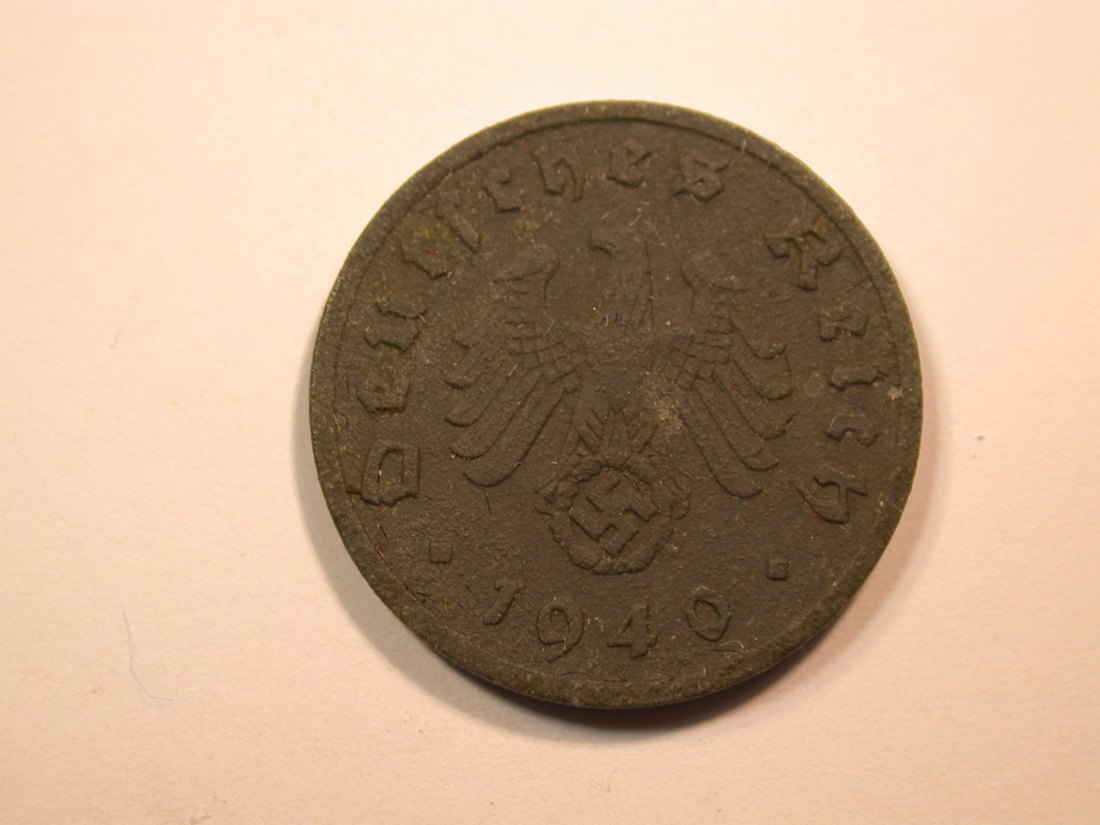  E23  3.Reich  1 Pfennig Zink  1940 F in f.ss  Originalbilder   