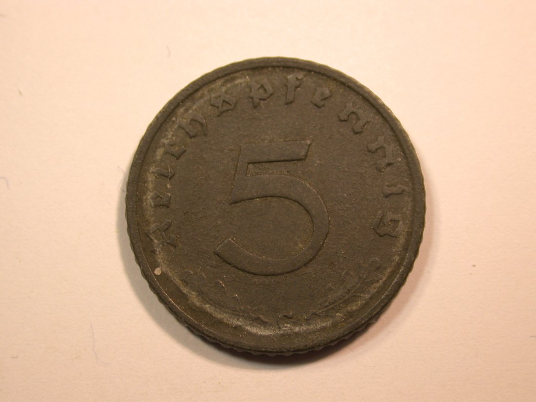 E23 3.Reich 5 Pfennig 1940 G in s-ss Originalbilder