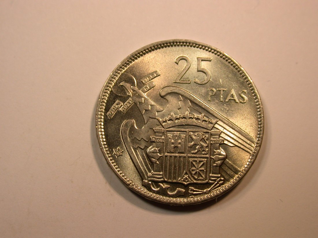 E23 Spanien 25 Pesetas 1957/1968 in f.ST/ST Top Originalbilder