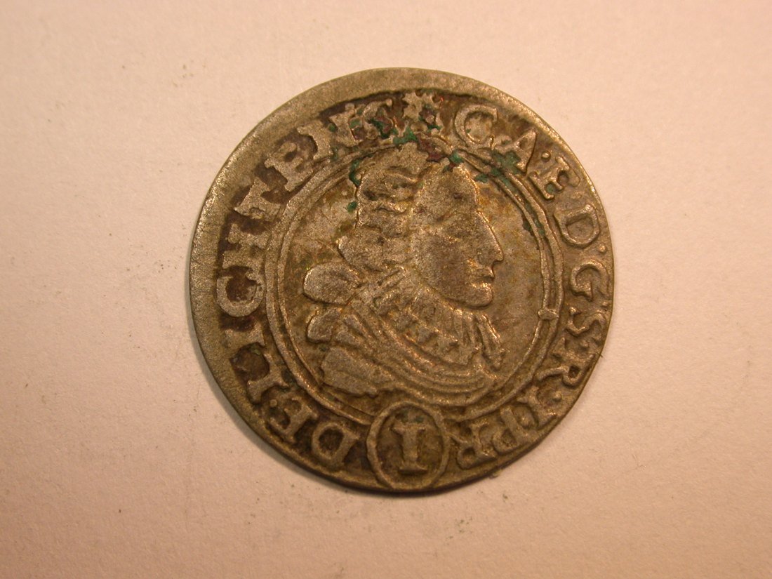 E24 Troppau Schlesien Böhm. Stände 1 Kreuzer 1629 in ss+ Fundbelag -hübsch- Originalbilder