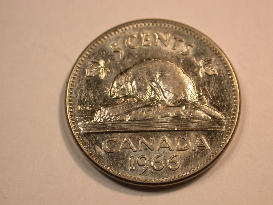 E25 Kanada 5 Cents 1966 in vz+/vz-st Originalbilder