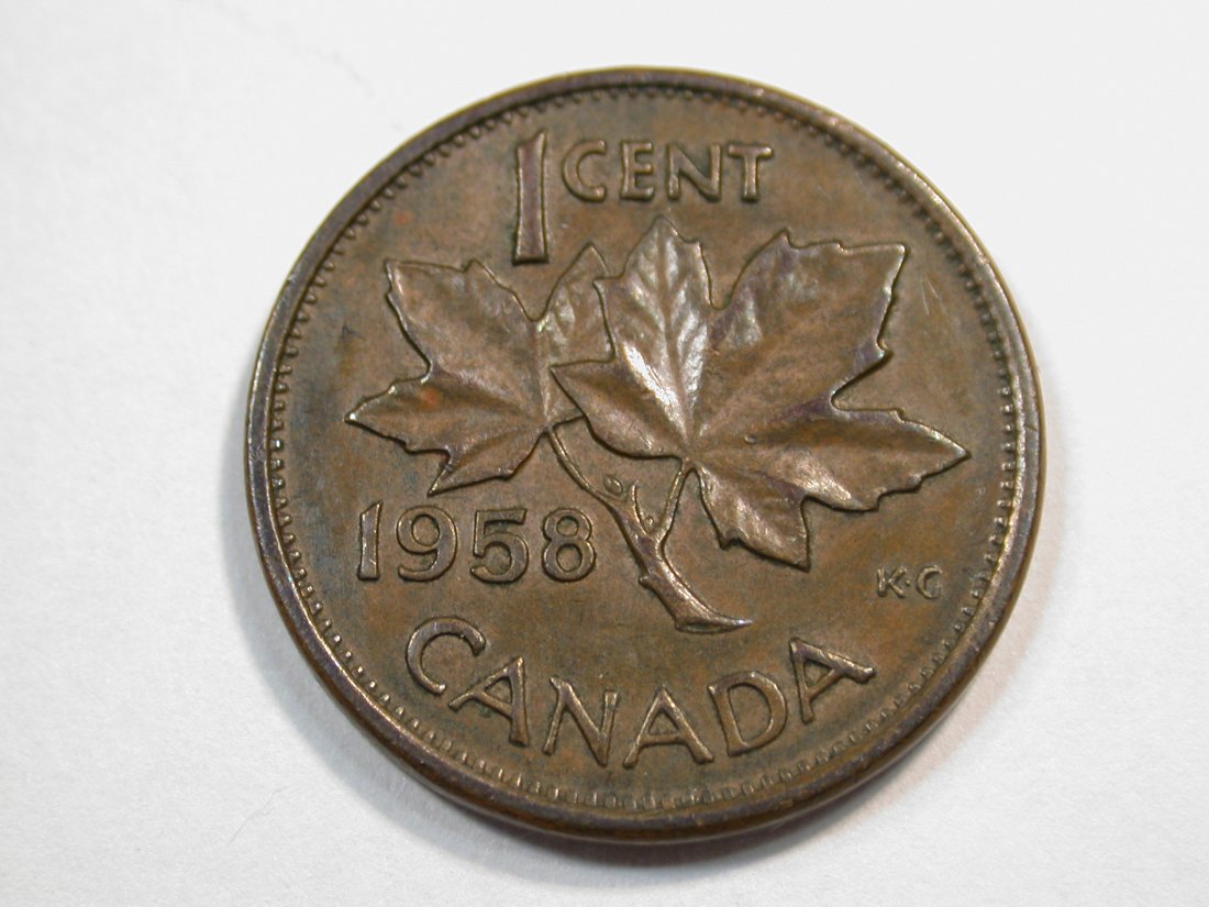  E25 Kanada  1 Cent 1958 in ss-vz   Originalbilder   