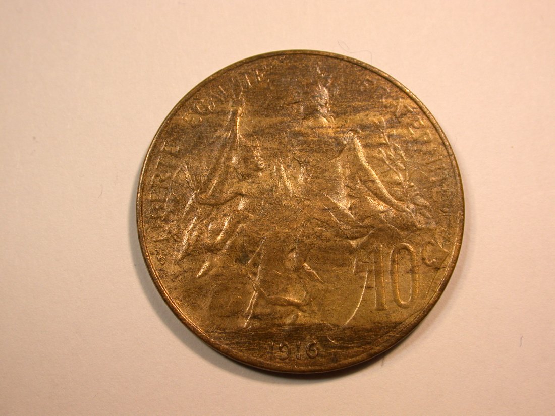 E25 Frankreich 10 Centime 1916 in ss Originalbilder