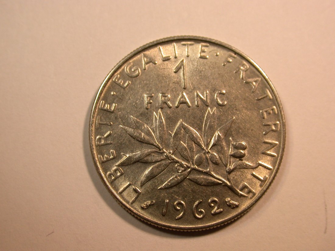 E25 Frankreich 1 Franc 1962 in vz-st !!! look Originalbilder