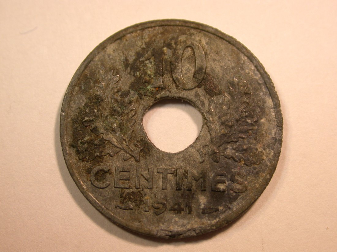 E25 Frankreich 10 Centimes 1941 in s-ss Originalbilder