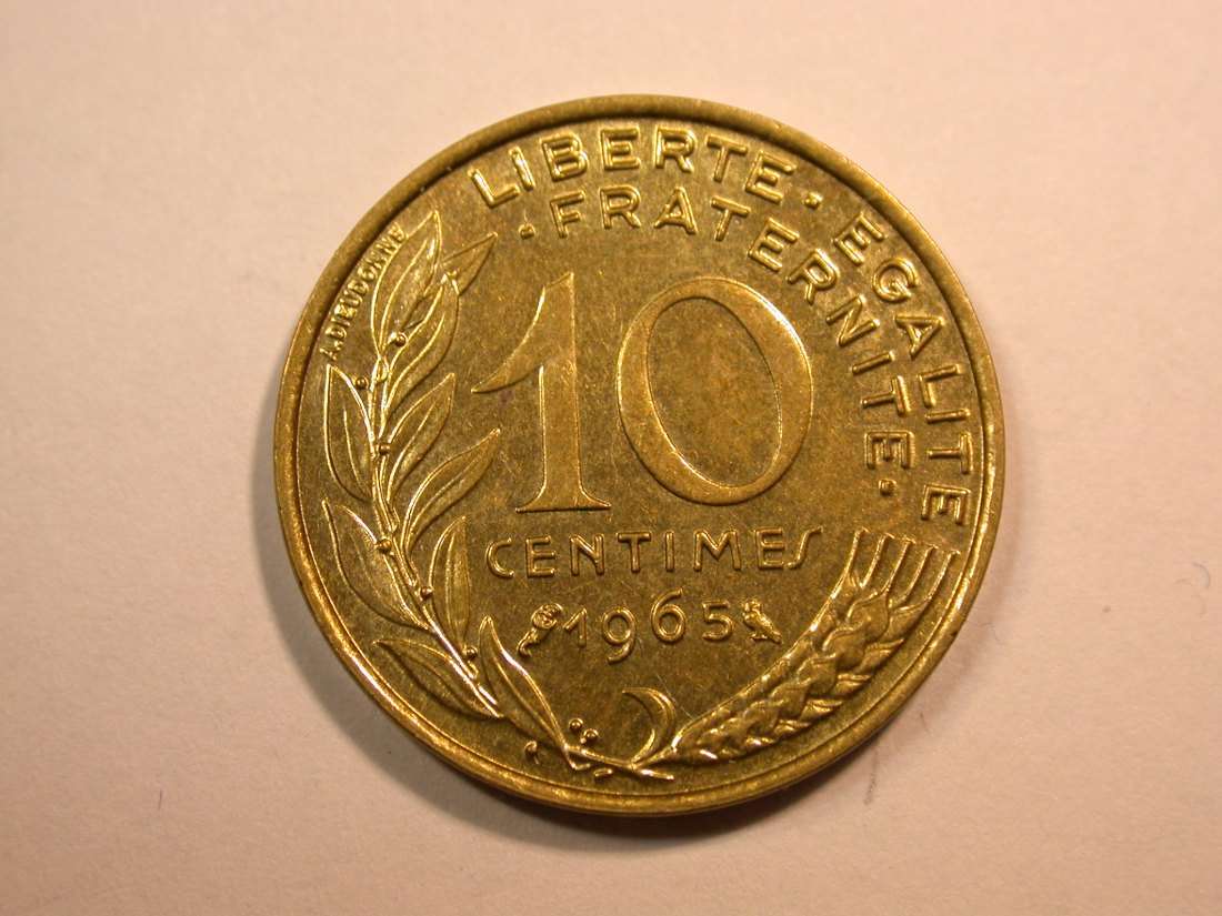  E25 Frankreich  10 Centimes 1965 in f.st/ST  Originalbilder   