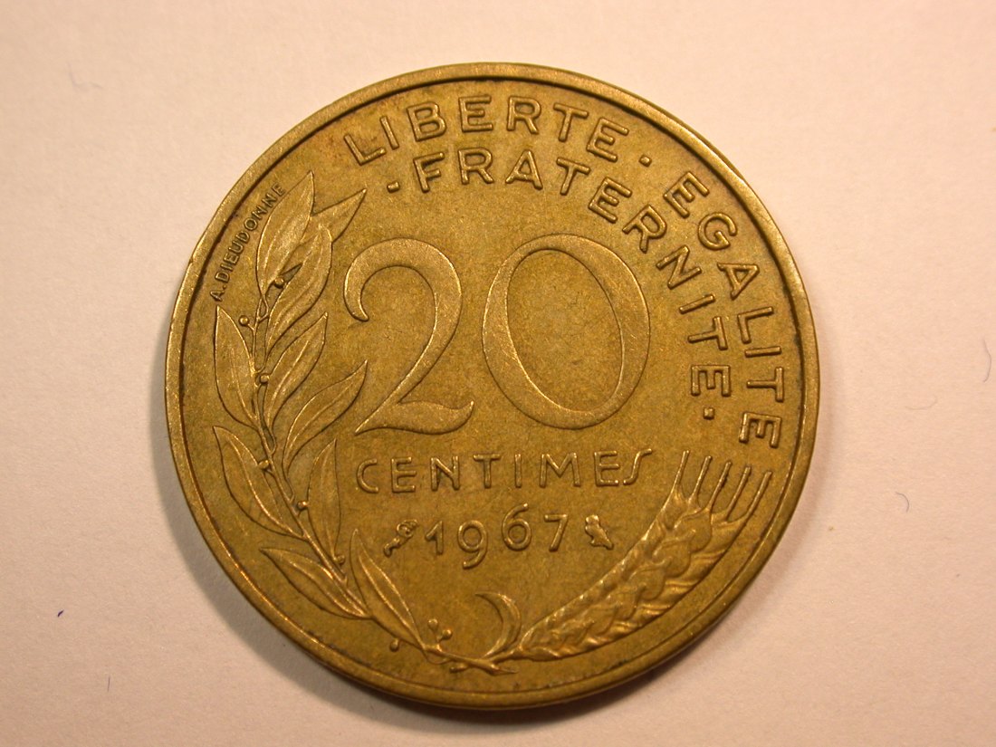  E25 Frankreich  20 Centimes 1967 in vz  Originalbilder   