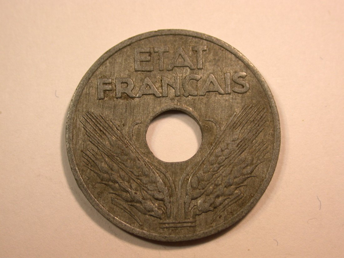 E25 Frankreich  20 Centimes 1942 in vz   Originalbilder   