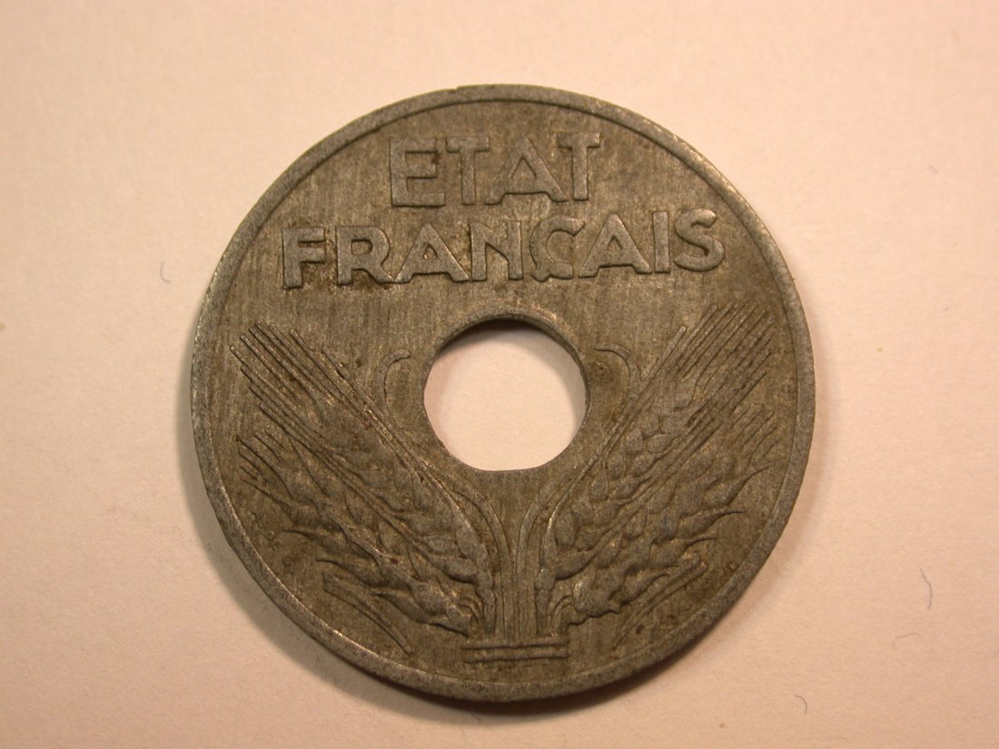  E25 Frankreich  20 Centimes 1942 in vz   Originalbilder   