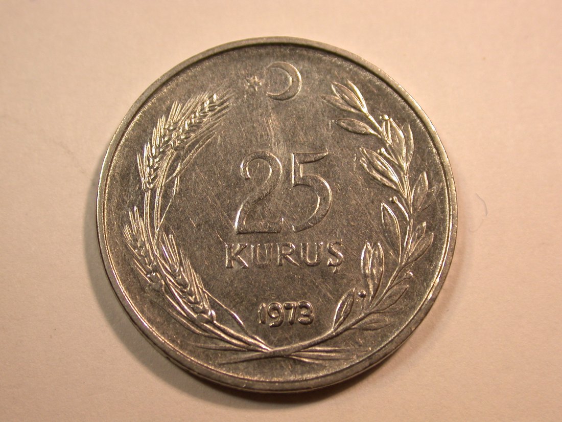 E25 Türkei 25 Kurus 1973 in vz Originalbilder