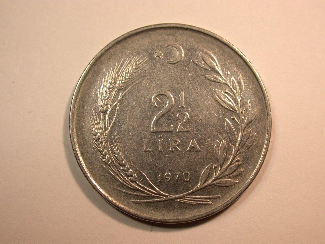 E25 Türkei 2,5 Lira 1970 in ss-vz Originalbilder