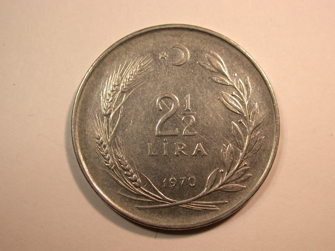  E25  Türkei  2,5 Lira  1970 in ss-vz   Originalbilder   