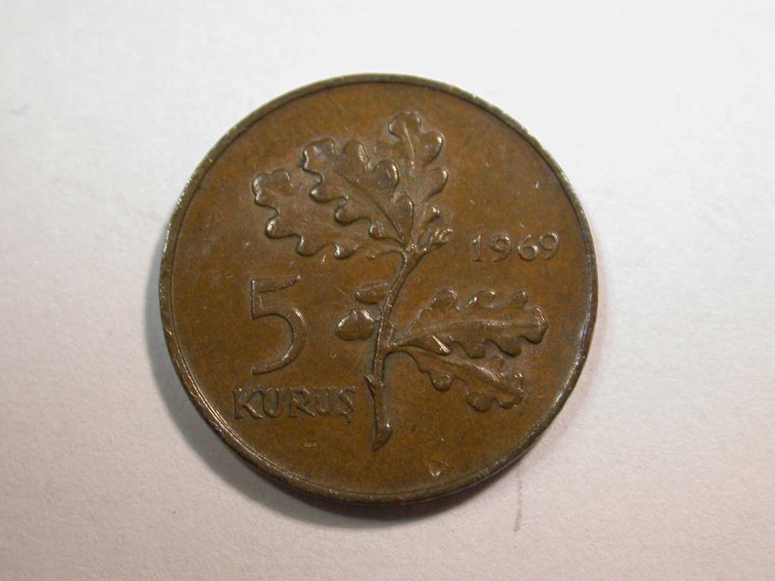 E25 Türkei 5 Kurus 1969 in ss+ Originalbilder