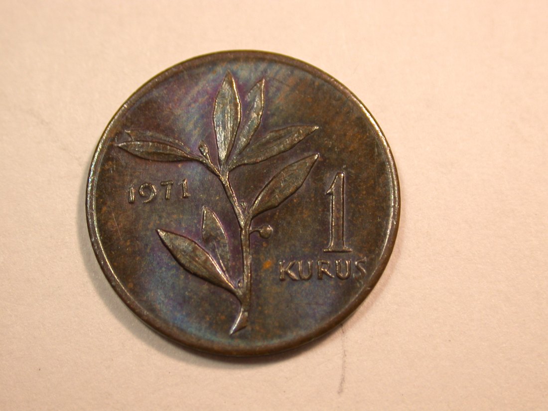 E25 Türkei 1 Kurus 1971 in f.ST Originalbilder