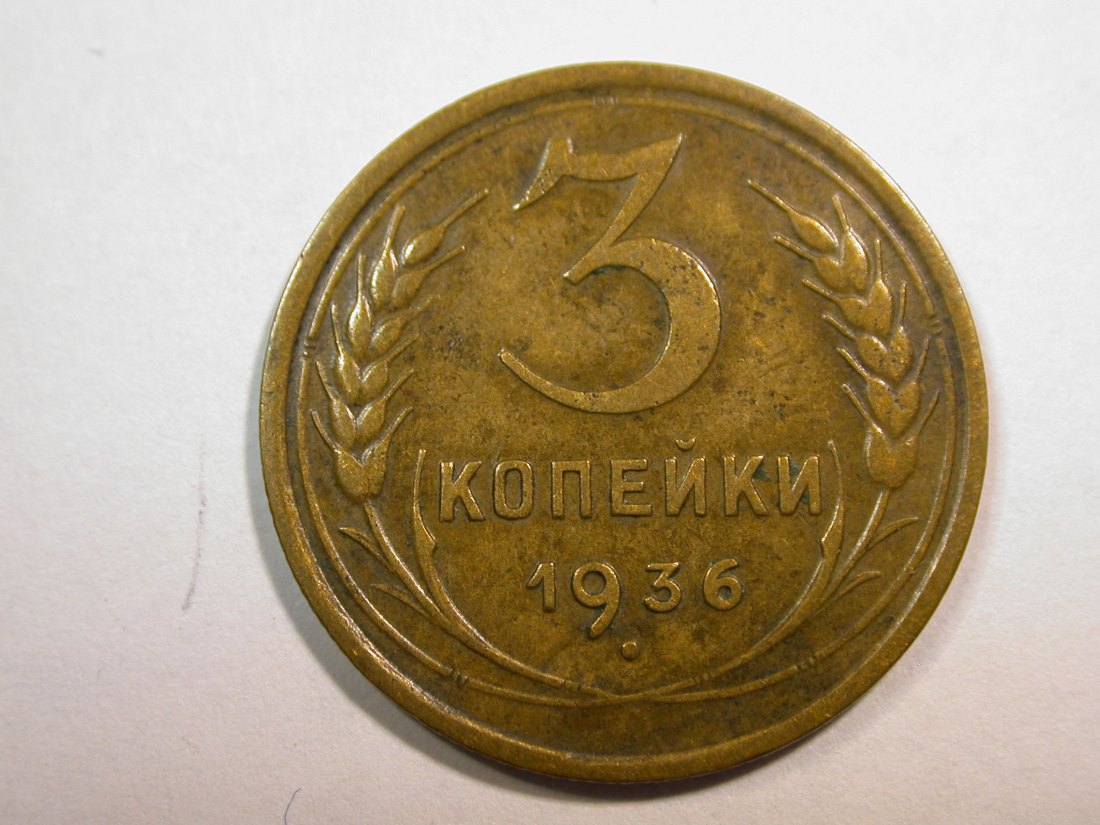 E25 UDSSR-Rußland 3 Kopeken 1936 in ss Originalbilder