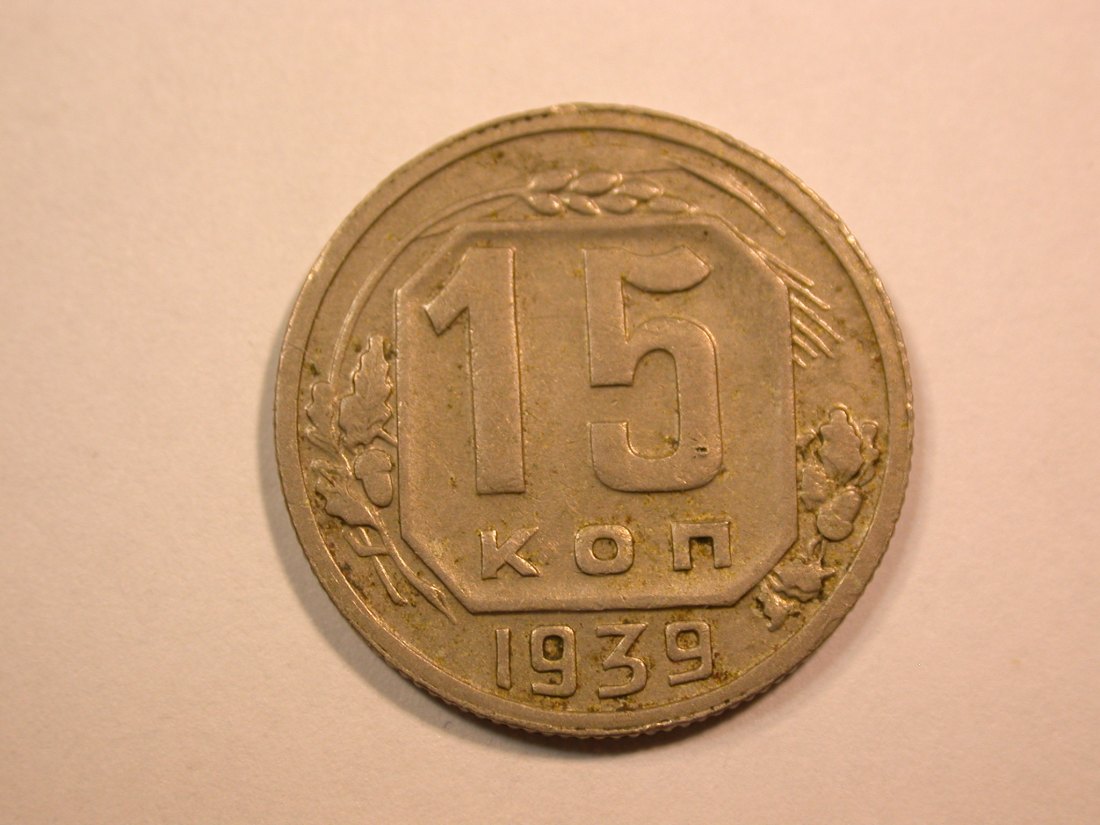 E25 UDSSR-Rußland 15 Kopeken 1939 in ss+ Originalbilder