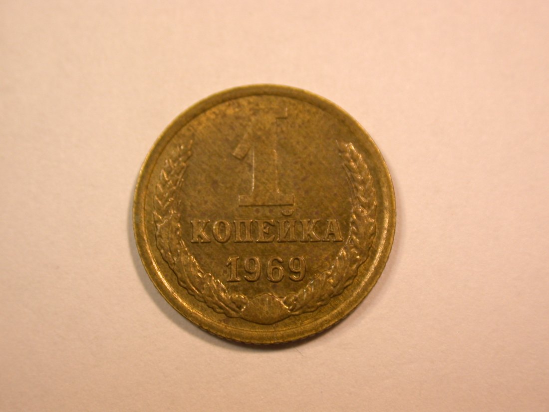 E25 UDSSR-Rußland 1 Kopeke 1969 in vz-st Originalbilder